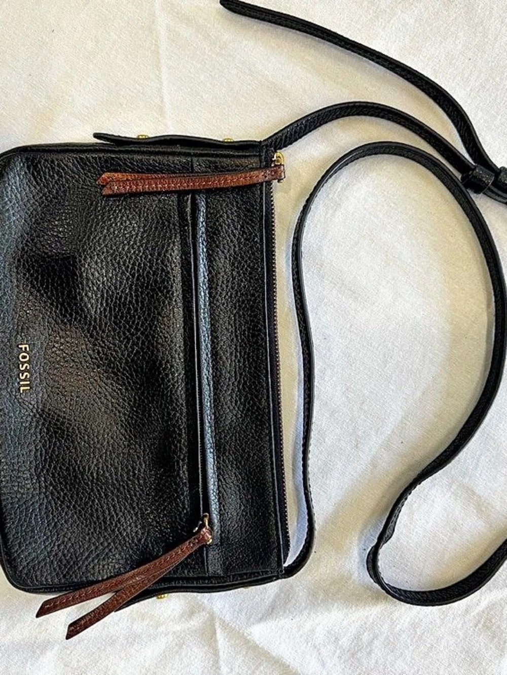 Fossil Gemma black pebbles leather Crossbody purse - Picture 11 of 12